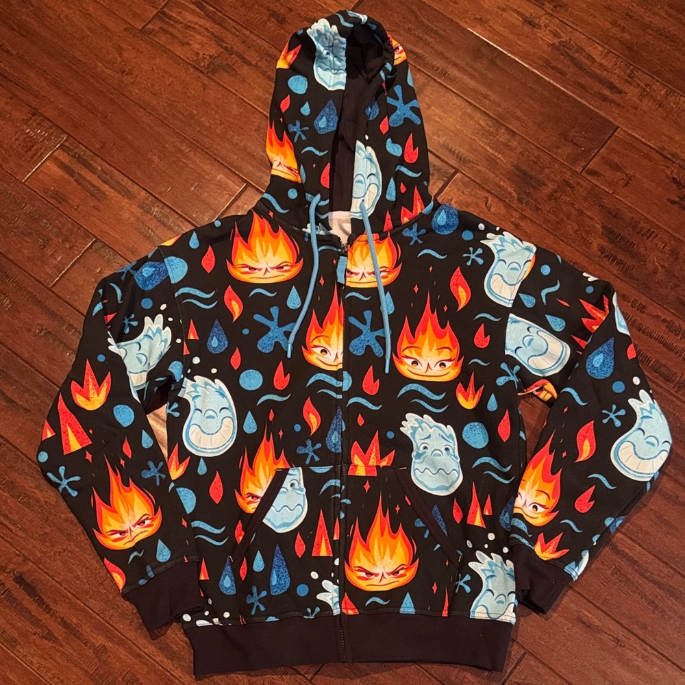 DISNEY PIXAR Elemental - Wade & Ember Long Sleeve Zip Hoodie Sweatshirt Adult XS